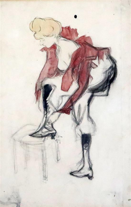 Jacques Villon (1875-1963) Femme déshabillée 12.5 x 8.5in.